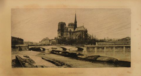 Gautier, Lucien. Pont De L'Archeveche A Paris, aguafuerte Ao 1881