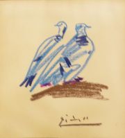 Picasso, dos palomas, litografa