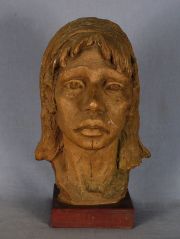 R. Delgado. Mujer Santiaguea. escultura cermica.