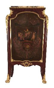 Gabinete francs, una puerta pintada con personajes, con mrmol