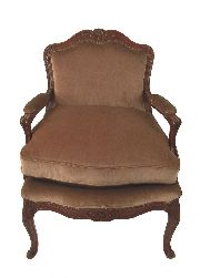 Sillones estilo L. XV, tapizado en pana marrn con almohadones