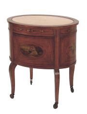 Bar Eduardiano oval con escena Galante, c/ 3 frascos