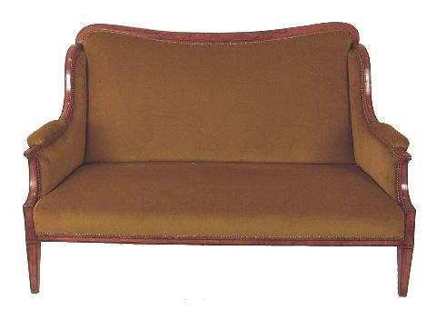 Juego de sala Eduardiano, Sofa, 2 sillones (dif. tap.). Total 3 pzs.