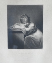 REYNOLDS, S.W.: 'LAUGHINE GIRL' , grabado, certificado al dorso. Mide 23 x 16 cm.