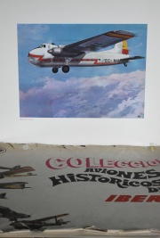 Coleccin Aviones Historicos de Iberia, carpeta con 14 Lminas Manuel Cuesta, 1 con averas.