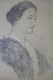 MOLINA ANCHORENA, MERCEDES, dibujo tc. mixta con pastel. Marco deterioros. 63 x 47 cm 1924.