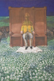 Capurro, Hombre Sentado, leo sobre tela (132 x 132 cm) Peq. deterioros.