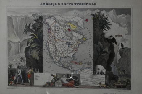 Amerca Septentrionale, grabado en colores por Levasseur