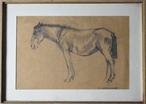 Luis A. Cordiviola 'Caballo', dibujo al lpiz firmado L. Cordiviola. Mide. 18,5 x 28,5 cm.
