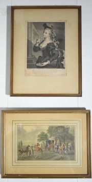 Cavalerie y Mujer con mscara. dos grabados. Miden: 15 x 25 y 26 x 19 cm. Casa Veltri.
