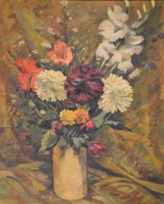 F. Fabregas. Vaso con flores, leo firmado en 1940. Mide 60 x 49 cm.