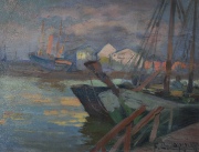 Coppini, Barcos, leo de 14 x 18 cm. Cachet de Gal. de arte Rioboo
