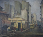 Luis Gowland Moreno, Calle Tucumn, olo 55 x 65 cm. Ao 1945. Cachet de Sociedad Arg. de Artistas Plsticos.