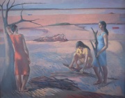 Fernandez Navarro, Csar. Mujeres recogiendo lea, leo sobre tela de 100 x 80 cm