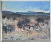 Jos A. Usandivaras, Rancho en lo alto (Salta), leo de 23 x 29 cm.