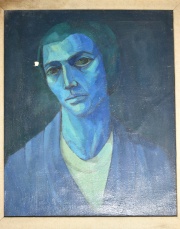 Theule, Cabeza, leo de 1955. 60 x 50 cm. Saltaduras.