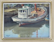 Salat, Francisco, Barcaza Frutera, leo de 18 x 25 cm. Certiificado de Autenticidad de Gal. Suipacha