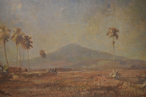 Ernest Derentje, Paisaje con palmeras leo s/tela
