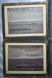 Nicols, Rubio, Paisajes, dos pasteles. Miden: 27 x 37 cm.