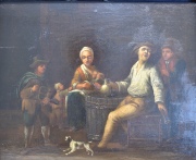 Familia en un Interior, escuela Holandesa, leo sobre tabla, Mide:24 x 30,5 cm