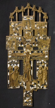 Cristo en la cruz, cono griego de bronce.