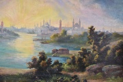 Vista de Constantinopla, leo sobre tela, desperfectos.