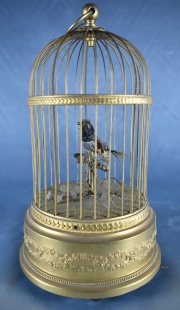 Jaula con ave, caja de msica. (190)