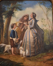 Annimo Mujeres y Nio en un Paisaje, leo de 55 x 45 cm. (427)