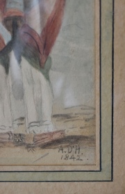 A.DHastrel, Atribuido a. 'Mateando', Acuarela ao 1842, inicialada A.D'H. Escuela (1)