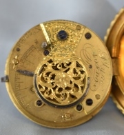 Reloj de bolsillo Ingls con Paisaje con velero y casa de esmalte. Nmeros romanos y orientales. Plyne, London. (567).