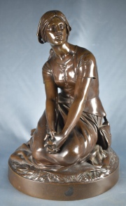 CHAPU H., JEANNE D'ARC, ESCULTURA DE BRONCE, Fundicin Barbedienne. 33 cm.