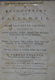 FALKNER, Thomas: A DESCRIPTION OF PATAGONIA...London 1774. Encuadernacin con deterioros. 1 volumen. mo