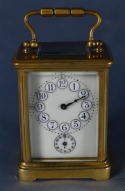 Carriage Clock bronce Made in France Altura 9cm nmeros con fondo esmaltado. C. Ll