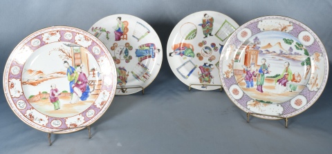 Cuatro Platos Cia de Indias, decoracin de personajes (2 pares), peq. cascaduras.