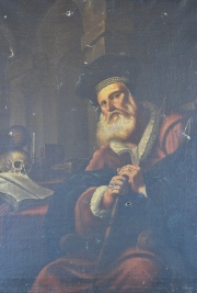 Vasco de Gama, leo sobre tela, deterioros. Mide: 67 x 53 cm.