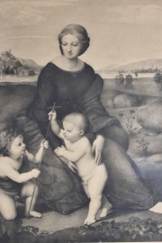 La Virgen y el Nio, lmina en blanco y negro. 34 x 26 cm.
