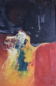Abstracto, acrlico firmado C. Tassn. 27 x 21 cm.