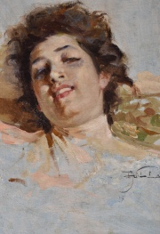 Joven Mujer, leo reentelado, A Villa 35 x 25 cm..