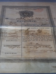 PASAPORTE, de la poca de Rosas del 23 de octubre de 1845, con sello 'Mueran los Salvajes Unitarios Vivan Los Federales'