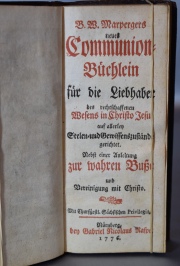LIBRO DE COMUNIN, Alemn Ao 1776. Con varios grabados. Enc. Antigua con cantos dorados labrados. Muy buen estado. 1 Vo