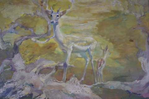 Gigli, Lorenzo 'Mimetismo', leo 60 x 72 cm.