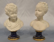 LOUISE Y ALEXANDRE BRONGNIART, dos bustos de porcelana de biscuit realizados por F. Kessler d'apres Houdon segn esta fi