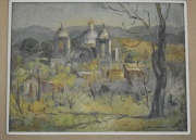 Arcidiacono 'Paisaje con iglesia, Cordoba', leo. Mide: 30 x 39 cm.