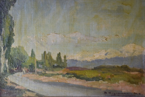 Heynemann, David ' Paisaje con camino', leo. Mide: 30 x 24 cm.