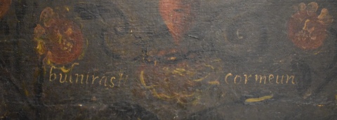 ANONIMO, LA CRUCIFIXION, leo sobre tela reentelado, rayaduras. Mide:84x64 cm