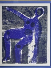 SEOANE, LUIS 'Desnudo Azul' serigrafa en colores. Mide 17.5 x 35 cm.