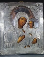 Icono Ruso, 'Virgen y el Nio Bendicente'. Mide: 26,5 x 22 cm.