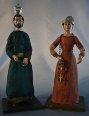 MARIA Y JOSE. dos Imgenes articuladas de vestir. Coronas de plata. Ex coleccin Elisa Pea. Salta Principios Siglo XIX