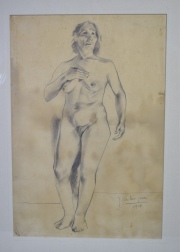Berlengieri, Juan, Desnudo y Arboles, dos dibujos. Miden: 32 x 22 cm. Ex coleccin EFRAIN PAESKY - EMA GARMENDIA.