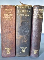 Sta Teres,a con Obras Completas de Cervantes. con Tradiciones Peruanas. Desperfectos . 3 vol.